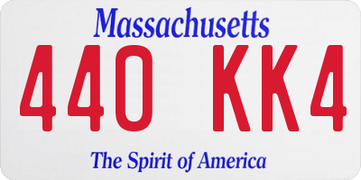 MA license plate 440KK4