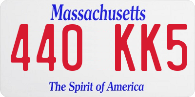 MA license plate 440KK5