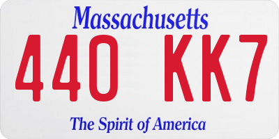 MA license plate 440KK7
