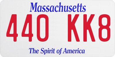 MA license plate 440KK8