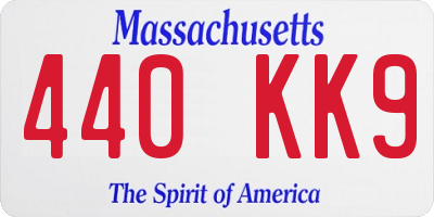MA license plate 440KK9