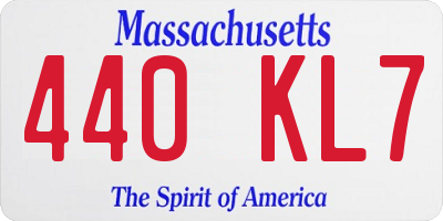 MA license plate 440KL7