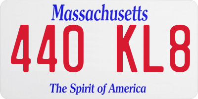 MA license plate 440KL8