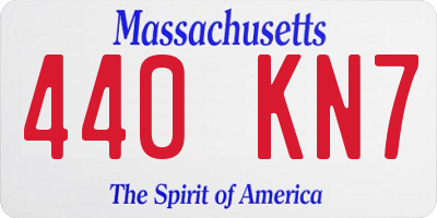 MA license plate 440KN7
