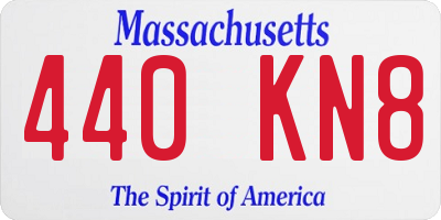 MA license plate 440KN8