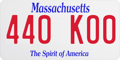 MA license plate 440KO0