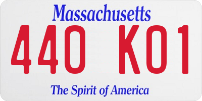 MA license plate 440KO1