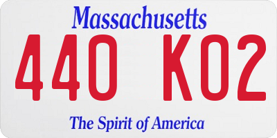 MA license plate 440KO2