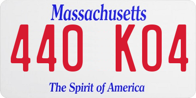 MA license plate 440KO4