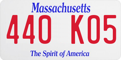 MA license plate 440KO5