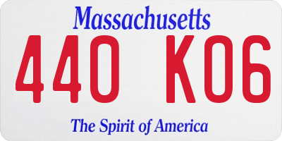 MA license plate 440KO6