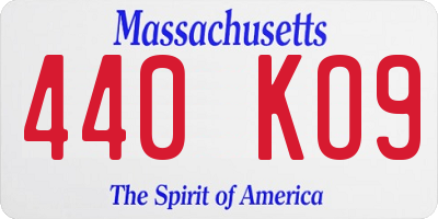 MA license plate 440KO9