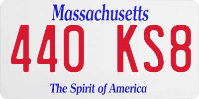 MA license plate 440KS8