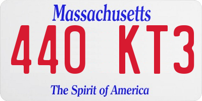 MA license plate 440KT3