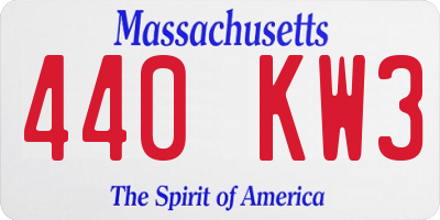 MA license plate 440KW3