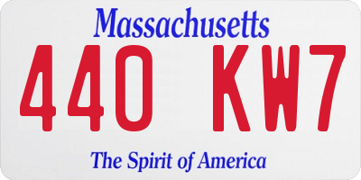 MA license plate 440KW7