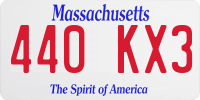 MA license plate 440KX3