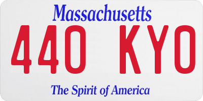 MA license plate 440KY0