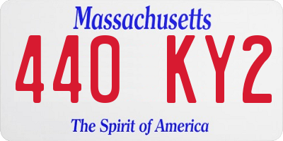 MA license plate 440KY2