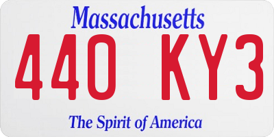 MA license plate 440KY3