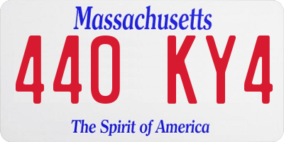 MA license plate 440KY4