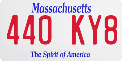 MA license plate 440KY8