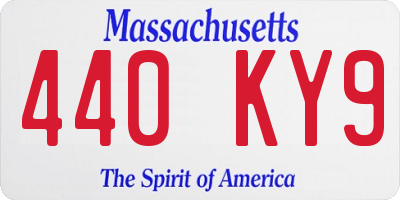 MA license plate 440KY9
