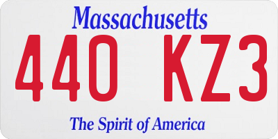 MA license plate 440KZ3