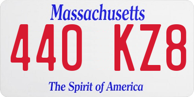 MA license plate 440KZ8
