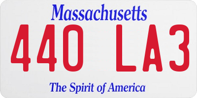 MA license plate 440LA3