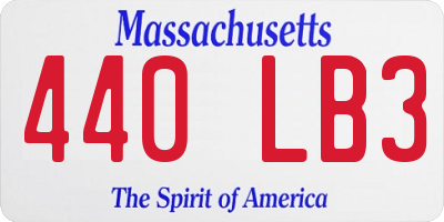 MA license plate 440LB3