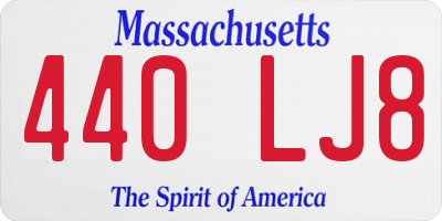 MA license plate 440LJ8