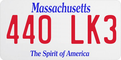 MA license plate 440LK3