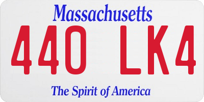 MA license plate 440LK4