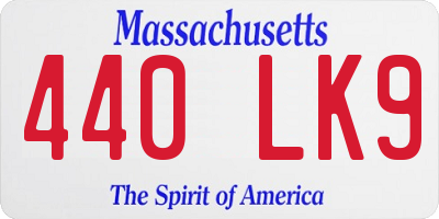 MA license plate 440LK9