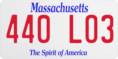 MA license plate 440LO3