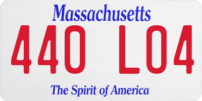 MA license plate 440LO4