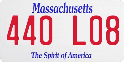 MA license plate 440LO8