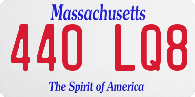 MA license plate 440LQ8