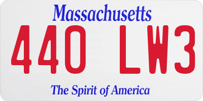 MA license plate 440LW3