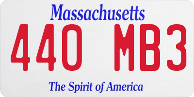 MA license plate 440MB3