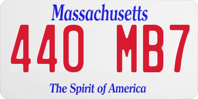 MA license plate 440MB7