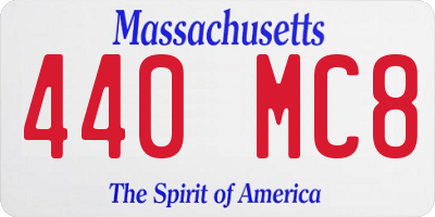 MA license plate 440MC8