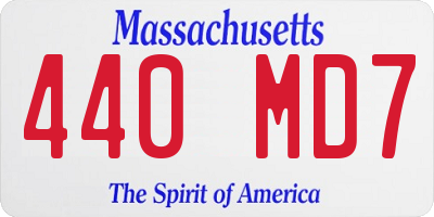 MA license plate 440MD7