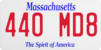 MA license plate 440MD8