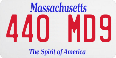 MA license plate 440MD9