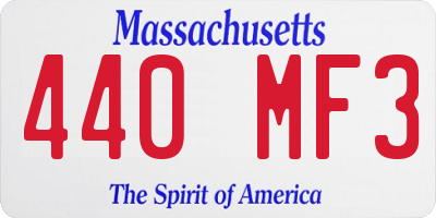 MA license plate 440MF3