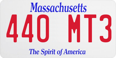 MA license plate 440MT3
