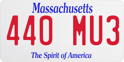 MA license plate 440MU3