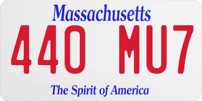 MA license plate 440MU7